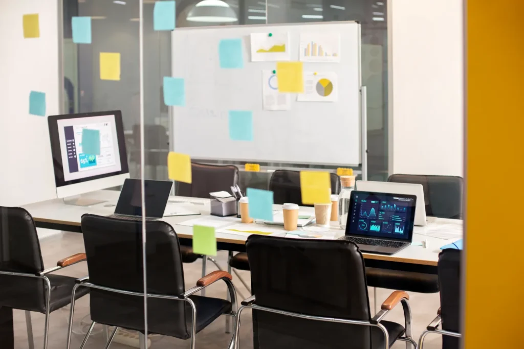 Workstation showing real time marketing analytics at a digital agency office